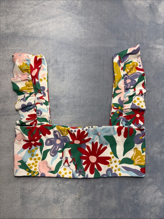 Aila Blue Other - Aila Blue Floral Square-Neck Bikini Ruffle SleeveTop
